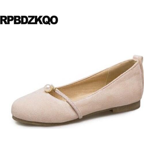 Round Toe Pearl Japanese School Slip On Mary Jane Suede Italian Chinese Wedding Shoes 2018 China Women Runway Flats Mori Girl