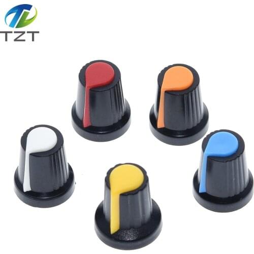10PCS/lot WH148 potentiometer knob cap(copper core) 15X17mm 6mm Shaft Hole AG2 Yellow Orange Blue White Red