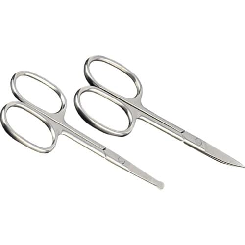 2 Pieces Beauty Nose Hair Grooming Scissors Trimmer Set for Personal Care, Stainless Steel, for Women and Men