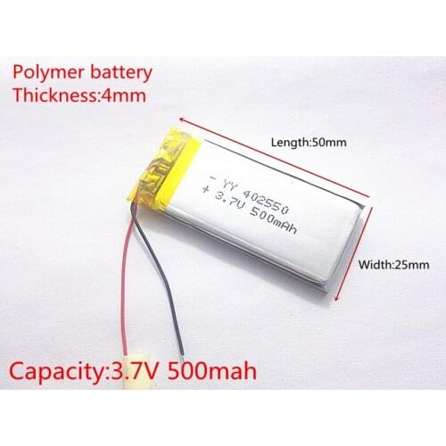 3.7V,500mAH,402550 PLIB; polymer lithium ion / Li-ion battery for GPS,mp3,mp4,mp5,dvd,bluetooth,model toy mobile bluetooth