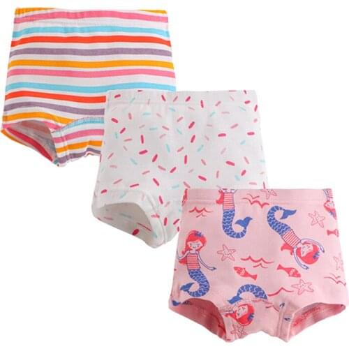 3 Pcs/Lot Cotton Soft Panties For Girls Kid Baby Girl Underwear Cartoon Boxer Briefs Breathable Children Panty Kids Underpants