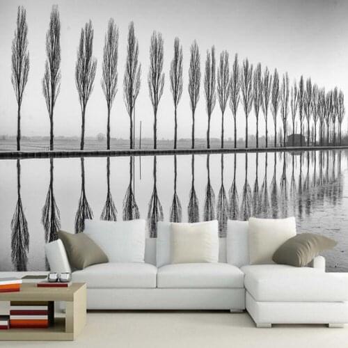 Black and white trees 3d wallpaper papel de parede,living room TV sofa wall bedroom wall papers home decor restaurant bar mural