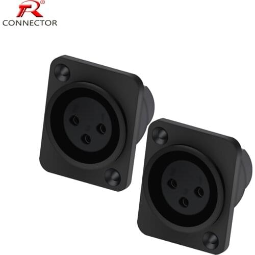 4pcs XLR connector female socket 3Pin Panel Mounted Chassis Square Shape MIC microphone audio connecting