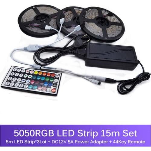 5M10M15M 2835 5050 Led Strip DC12V RGB Flexible Tape Led Ribbon Led Strip Light With IR Remote For Home kitchen Christmas Party
