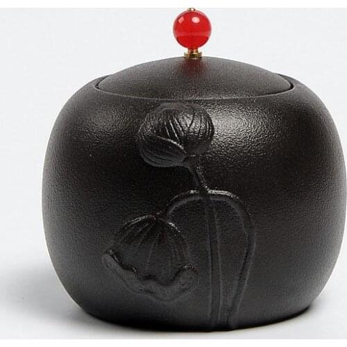 Antique Black Pottery Tea Cans Caddy Ceramic Tea Set Canister Spice Jar Storage Bottle for Puer/Pu'erh/white/black/green tea cha