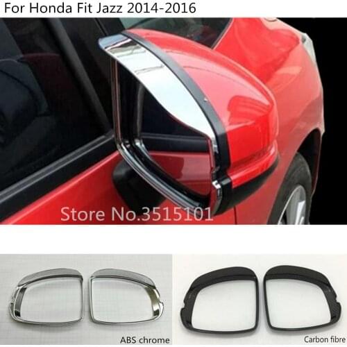 Car rear rearview Side glass Mirror trim frame Rain Shield Sun Visor 2pcs For Honda Fit Jazz 2014 2015 2016