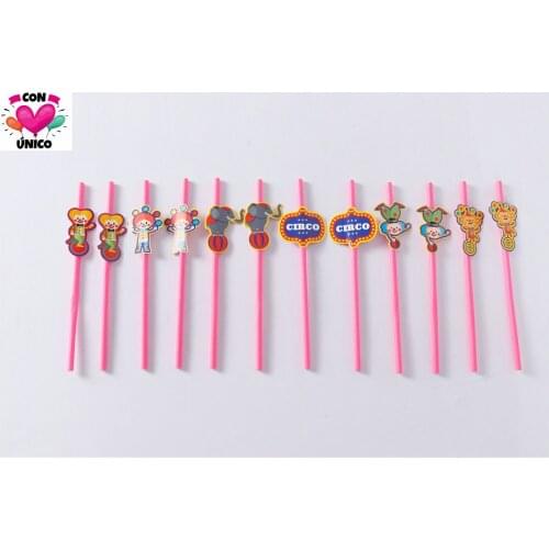 Conunico Circus Carnival Birthday Party Funny Acrobatics Clown Favor Supplies Festival Topper Decor Paper Drinking Straw CC3658