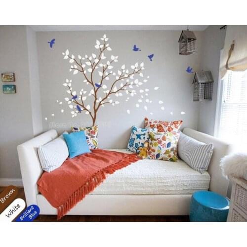 Nursery Decor Tree Wall Decal With Birds Wall Stickers For Kids Room Children Bedroom Home Decor Poster Mural Wallpaper LL2089