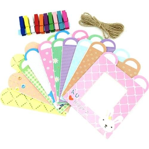 Wall Deco DIY Creative Mini Paper Photo Frame With Mini Colored Clothespins