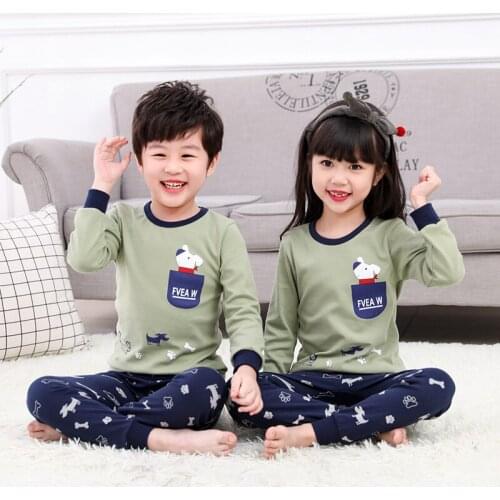 Kids Sping Pyjamas Sets Clothing Suit Boys Girls Sleepwear Cute Cartoon Nightwear Cotton Pajamas for Baby Children Clothes