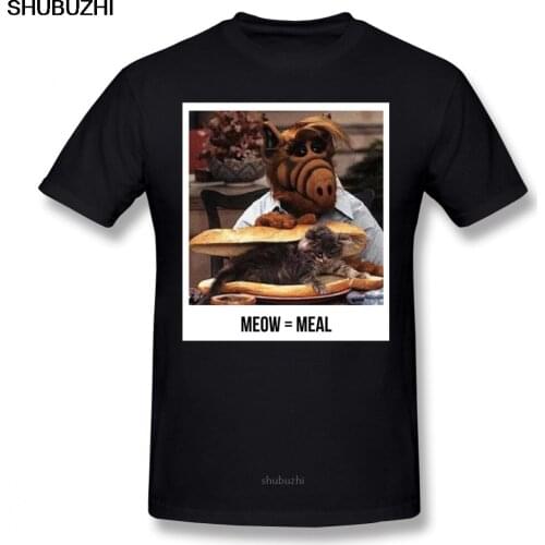 Alf T Shirt Alf Meow T-Shirt Short Sleeve Printed Tee Shirt Mens Cute Beach Cotton Casual Tshirt Plus Size 4XL 5XL sbz8043