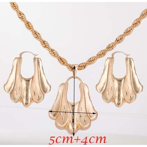 Rose Color Nigerian Necklaces Jewelry Sets Gold Color Bride Earrings Pendant African Wedding Accessories GiftsCE127