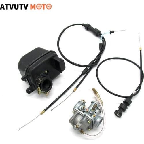 Motorcycle Carburetor Air Filter Box & Throttle & Choke Cable set For Yamaha PEEWEE PW50 PY50 YZinger 50 YZINGER 1981-2009