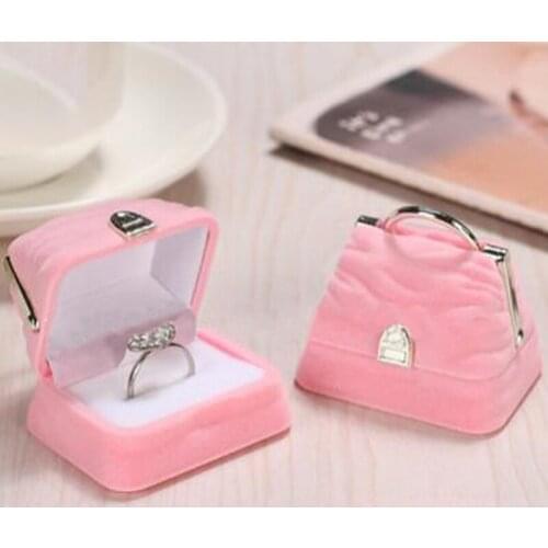 Creative Style Bag Jewelry Box gift box Ring Earring Necklace Jewelry Case Velvet Handbag Display Box