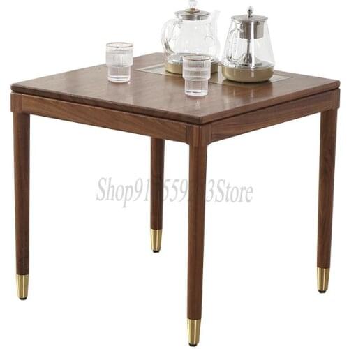 Customized Black Walnut Square Table Living Room Sofa Side Table Modern Minimalist Small Side Table Log Tea Table Square Table B