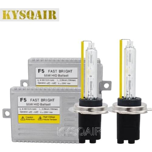 KYSQAIR 55W Xenon Headlight H1 H3 H7 H11 5500K 9012 D2H Car Light Bulbs AC 12V F5 Fast Bright Quick Start Slim HID Ballast Kit