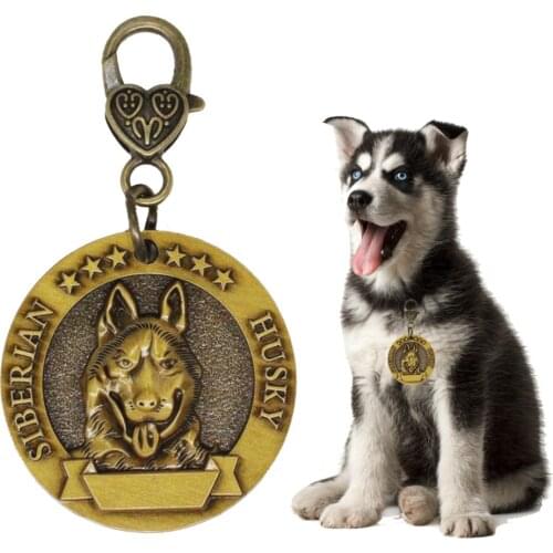 New Arrival Pet Copper id Tag With Stereoscopic Pattern Pet Dog Cat Collar Accessories Necklace Name id Tag 3.5cm Free Engraving