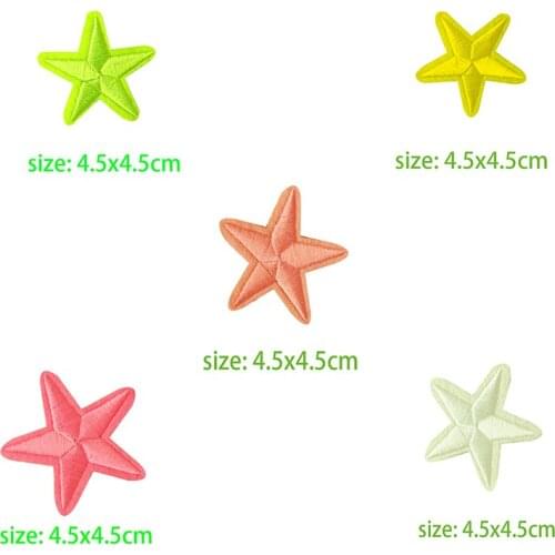 White Pink Green Yellow Stars Icon Embroidered Applique Patches for Clothes Stickers DIY Iron on Badges on the Backpack