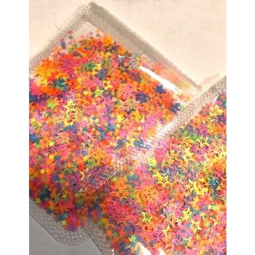 PD103 Glitter Neon Star Glitter Mix Neon "Star Power" Star Glitter Shapes, Nail Art 6mm neon star shaped glitter shaped glitter
