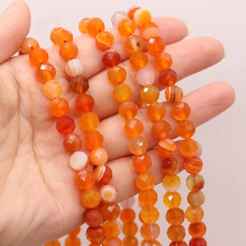 2021 New Style Natural Stone Beads Red Agate Round Section Loose Bead 8 MM For Jewelry Making DIY Necklace Earrings Accessory