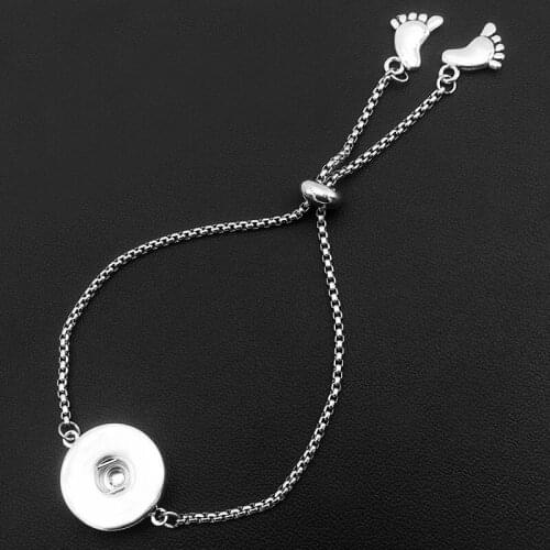 New Stainless Steel Snap button Adjustable Bracelet 18mm Interchangeable Jewelry Fashion good quality NF991