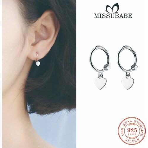 Hoop-earrings Real 925 Silver Cute Love Heart Romantic Simplist Sweet Fine Jewelry Gift For Women Teen Girls Pendientes Mujer