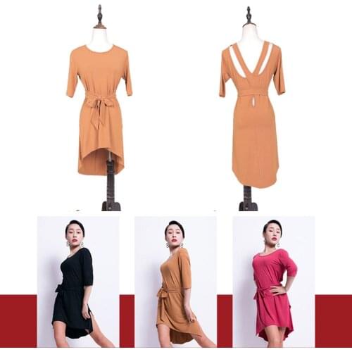 Latin Dance Dress Women Short Sleeve Tassel Dress for Ballroom Samba Tango Chacha Dancing Performamnce L1031