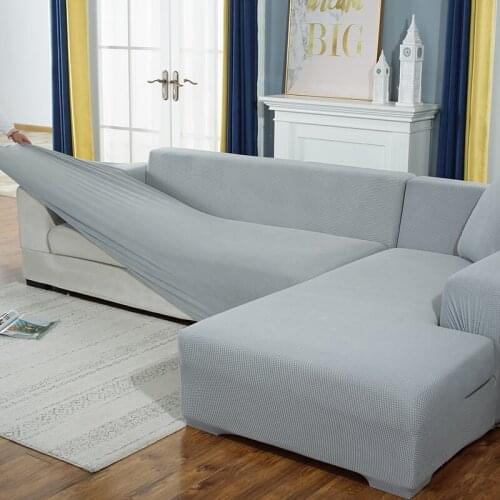 Plush Fabirc Elastic Sofa Cover Solid L Shape Sofa Covers Velvet for Living Room Stretch Slipcover Couch Cover