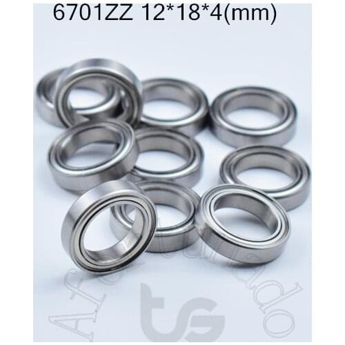 6701ZZ 12*18*4mm 10pieces free shipping bearing 6701 chrome steel deep groove bearing metal sealed bearing Thin wall bearing