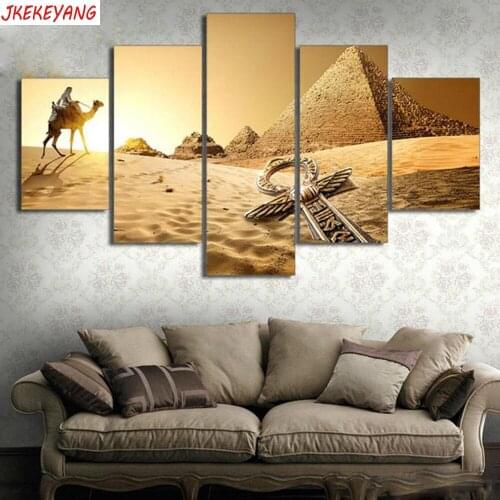 Full Square/Round Drill 5D DIY diamond painting 5pc Desert pyramid camel Pictures mosaic Diamond Embroidery Wall Arts J2244