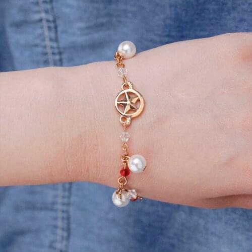 Simple Style Star Design Pearl& Crystal Charm Bracelet Jewelry Gift Wedding Banquet Top Quality