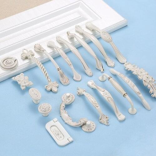 European Style Lvory Handle White Kitchen Cabine Knobs Dresser Wardrobe Pulls Drawer Door Handles DIY Furniture Hardware 1Pcs