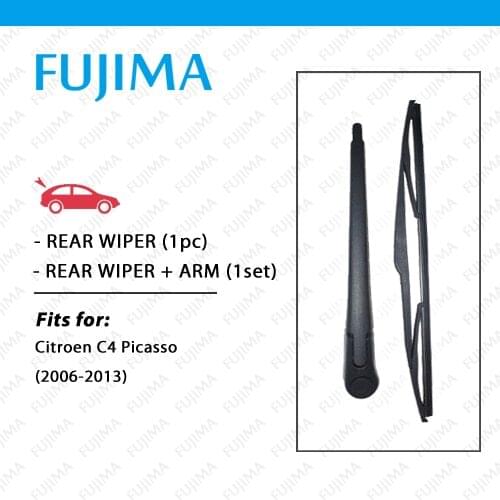 FUJIMA Rear Wiper Blade and Arm for Citroen C4 Picasso / C4 Grand Picasso (2006-2013) Back Window Windscreen Rear Wiper Arm