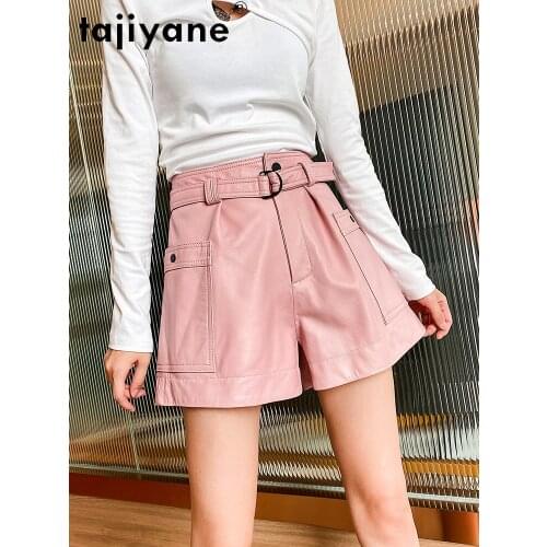 Shorts Fashion Korean Female Real Sheepskin Leather Shorts for Women Plus Size Summer 2021 Spodenki Damskie Pph4859