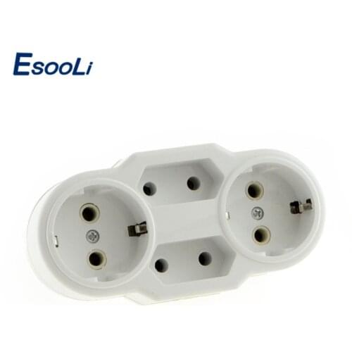 Esooli European Type Conversion Plug 1 TO 4 Way EU Standard Power Adapter Socket 16A Travel Plugs AC 110~250V plug socket