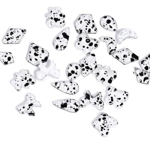 Swarovsky 20 pcs Nail Art Rhinestone Mixed Shape White Quail Egg Shell Speckle Glass Stone 3D Fingernai DIY Decoration Accessory