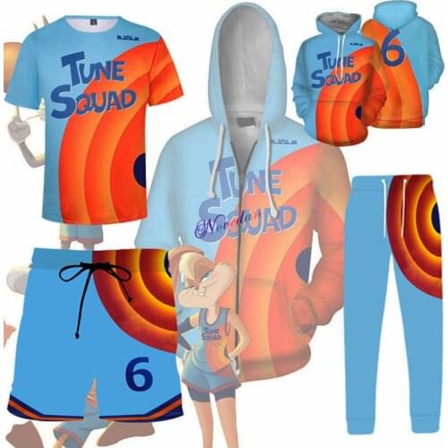 Movie Space Jam Basketball Jersey Cosplay Costume Tune Squad #6 James Hoodie Sweatshirt New Legacy Basketball Uniform Sportswear