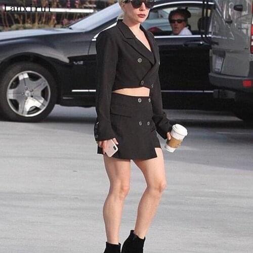 Silver Quilted Womens Two Piece Sets Fall Winter Coat Short Skirt Set Club Matching Outfits Streetwear