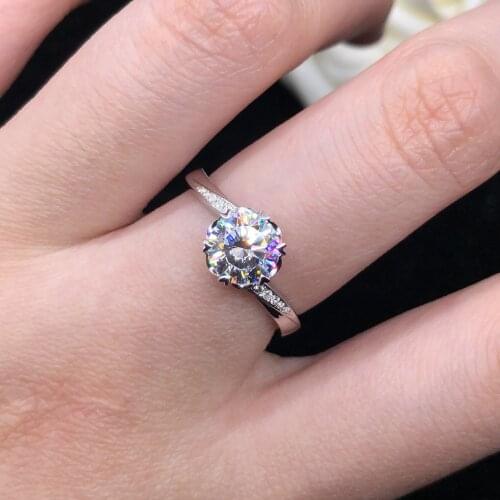 Sparking 1Ct 6.5mm D VVS1 Moissanite Diamond Engagement Ring Solid 18K White Gold Jewelry for Women AU750 Wedding Ring