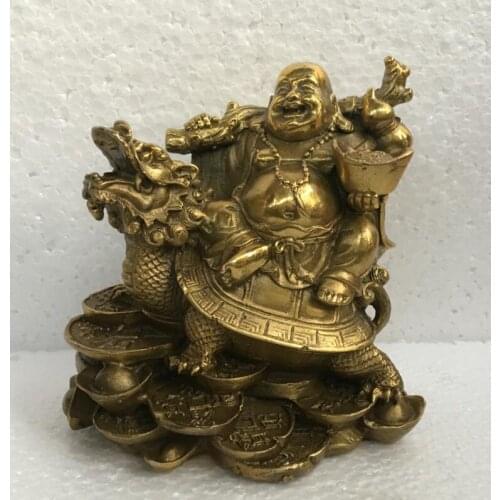 006632 Chinese Buddhism Bronze Brass Wealth Auspicious Elephant Maitreya buddha Statue