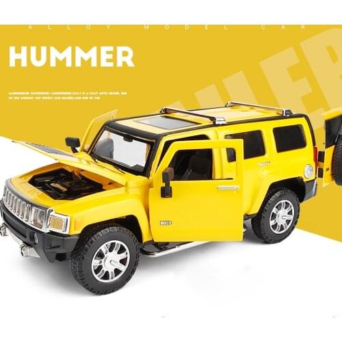 1:24 high simulation alloy Hummer H3 off-road vehicle sound and light can open the door boy educational toy car model for gifts