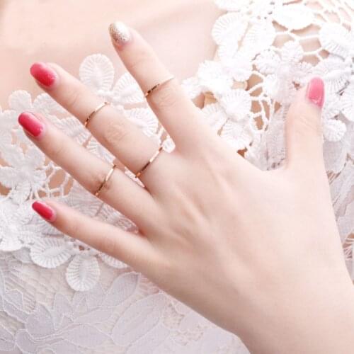 1MM Thin Titanium Steel Silver Color Couple Ring Simple Fashion Rose Gold Plated Finger Ring for Women and Men Party Gift