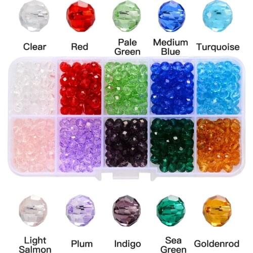 1 Set Multiple Size Transparent Crystal Faceted Beads Bracelet Beaded Material Diy Jewelry Accessories Flat Beads