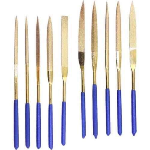 10 Pieces Of 160 Mm Golden Titanium-Plated Diamond Files Triangular File Emery Files