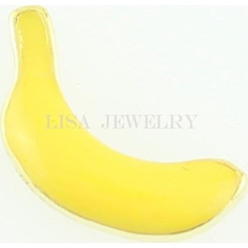10pcs/lot New Design Cute Banana Floating Locket Charms For Glass Living locket Sweet Yellow DIY Jewelry Charm For Girl