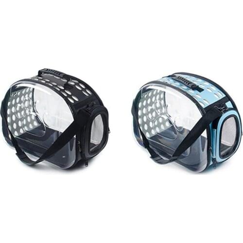 2 pcs Pet Carrier for Dogs Cat Folding Cage Collapsible Crate Handbag Carrying Bags Pets Transport Bag-Black & Blue