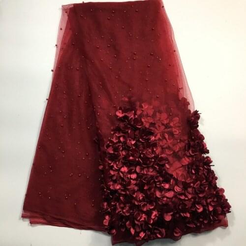 3d lace fabric 5yards for wedding dresses 2021 new african lace fabric high quality french net lace with Wine flower SH10522