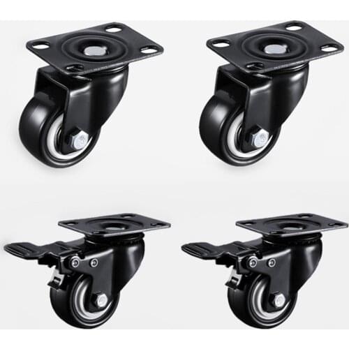 4pcs 1.5 inches 41mm Heavy Duty 180kg Black Swivel Castor Wheels Trolley Furniture Caster Rubber