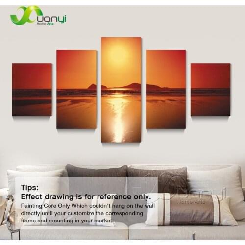 5 Panel Sunrise Seascape Wall Art Canvas Painting Wall Picturs For Home Artwork Sunrise Seascape Painting Room Decor Unframed