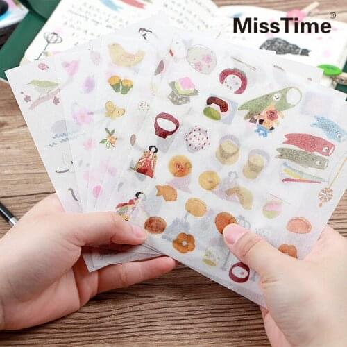6 sheets/pack Spring Cherry Adhesive Stickers DIY Decoration Stickers Stationery Stickers Escolar Papelari